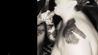 BBW Elizabeth Dresden Sucks Mr. Dresden's Cock Till He Cums All Over Her Tits - 14 image