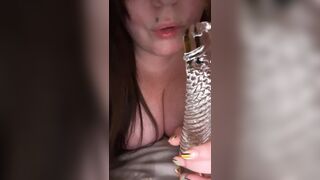 Glass dildo slides deep into my tight wet pussy - 3 image