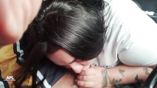 My neighbor asks me to take her to work and the way she repays me for the favor is by sucking my cock - 13 image