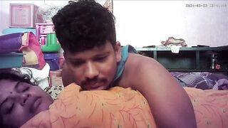 Indian village house wife kissing and boobs pressing - 2 image