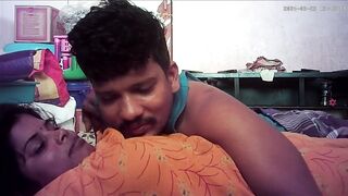 Indian village house wife kissing and boobs pressing