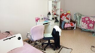 Mother-in-law vacuums the room naked