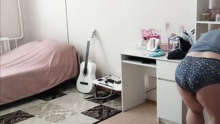 I spied on my mother-in-law and how she was cleaning up the room naked