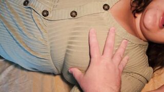 Home sex with a beautiful inexperienced BBW - Taboo cumshot, lots of cum on her tight pink pussy - 6 image