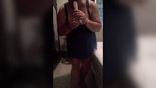 Dildo in the tight pussy of a perverted milf eager for cock