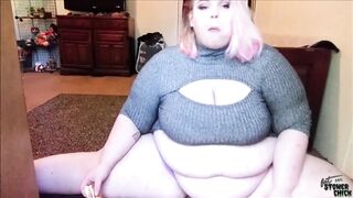 BBW Feedee over eats lots of hamburgers and burps