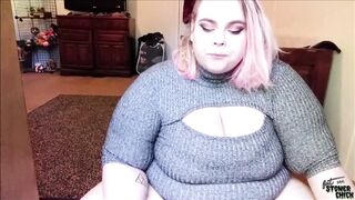 BBW Feedee over eats lots of hamburgers and burps - 2 image