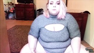 BBW Feedee over eats lots of hamburgers and burps - 6 image