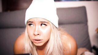 Horny blonde with a cute face has a sexual video call with her English sugar daddy