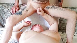 I jerk off my dick and cum in my mother-in-law's mouth and on her face