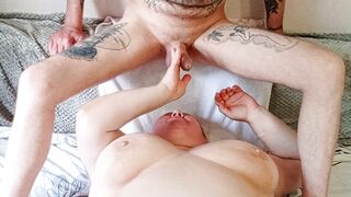 I jerk off my dick and cum in my mother-in-law's mouth and on her face