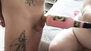 fingering a dick with a sex machine and cumming - 4 image