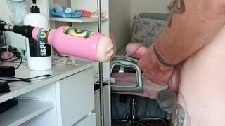 son-in-law masturbates dick with a sex machine and cums