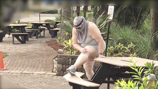 Fat ass busty milf white girl working out in leggings met black guy in public and get pussy fingering, hardcore fucking and creampie - 2 image