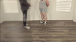Fat ass busty milf white girl working out in leggings met black guy in public and get pussy fingering, hardcore fucking and creampie - 3 image