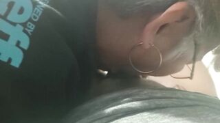 Grandma with glasses sucking cock, she is afraid that her husband will find her with her lover