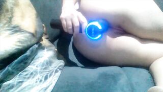 Ass masturbation with sex machine