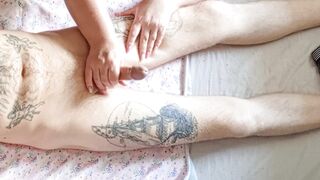 Helping hands jerk off my dick to the last drop of cum