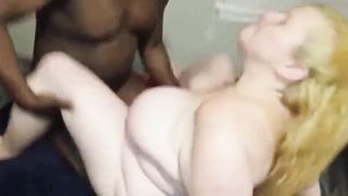 blonde bbw eating a huge black cock - 3 image