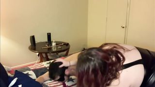 BBW FemDom Goddess makes Slave Worship her Big Sweaty Ass and Fingers him Hard - 1 image