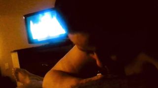 BBW sucking big cock and riding backwards - 1 image