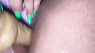 Ebony BBW Double Penetrates herself