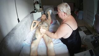 massage and milking of a penis to a cumshot