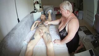 massage and milking of a penis to a cumshot