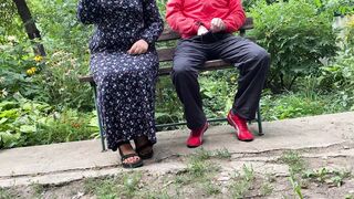 Curvy mother in law gets my cum outdoors