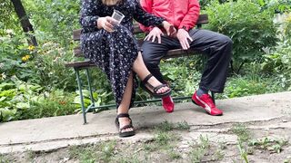 Curvy mother in law gets my cum outdoors