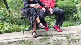 Curvy mother in law gets my cum outdoors