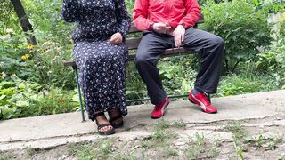 Curvy mother in law gets my cum outdoors