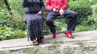 Curvy mother in law gets my cum outdoors