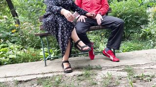 Curvy mother in law gets my cum outdoors