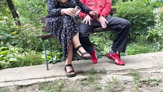 Curvy mother in law gets my cum outdoors