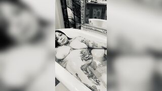 Sexy Fat tummy giggling in the bathtub