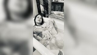 Sexy Fat tummy giggling in the bathtub