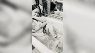 Sexy Fat tummy giggling in the bathtub