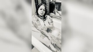 Sexy Fat tummy giggling in the bathtub