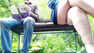 Curvy milf in pantyhose peeing next to me in the park, view from below - 3 image