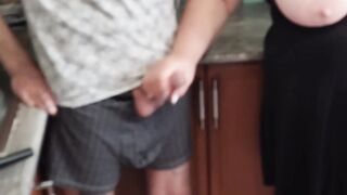 Mother-in-law jerks off to a cumshot before lunch