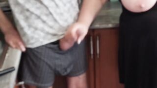 Mother-in-law jerks off to a cumshot before lunch