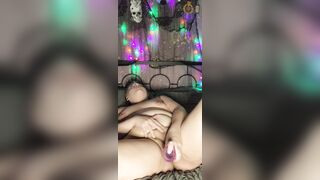 Fat pink pussy vs big purple dildo bbw solo wet pussy masturbation - 15 image