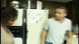 Black BBW Sucks Deep Her Man in the Kitchen to Get a Favor