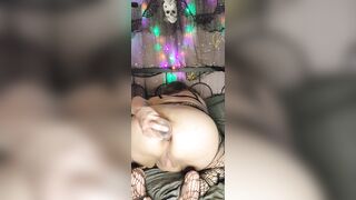 Halloween Special black lipstick solo anal fuck with big clear dildo