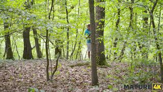 MATURE4K. Kinky mature giantess Diana loves pet play in stockings with 2 strangers in public - 3 image