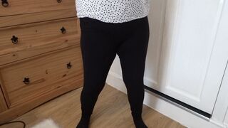Wife Undressing in the Bedroom in Leggings