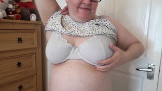 Wife Undressing in the Bedroom in Leggings