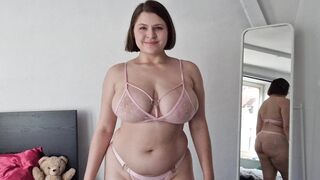 Try On Haul Lingerie on Curvy BBW girl, not blurred