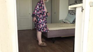 Neighbor watching chubby MILF. Someone else's curvy wife in the bedroom behind the window. Did he jerk off while doing it? Voyeu - 15 image